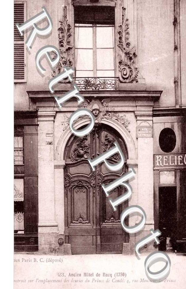 Ancien Hotel de Bacq  -  rue Monsieur Le Prince