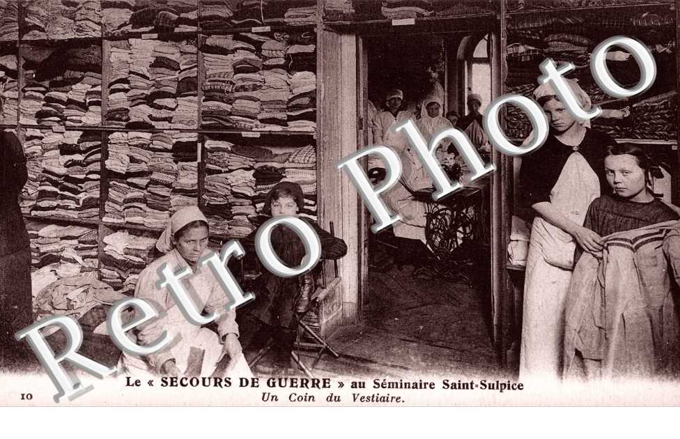 Le Secours de Guerre au Seminaire St Sulpice, un coin du vestiaire