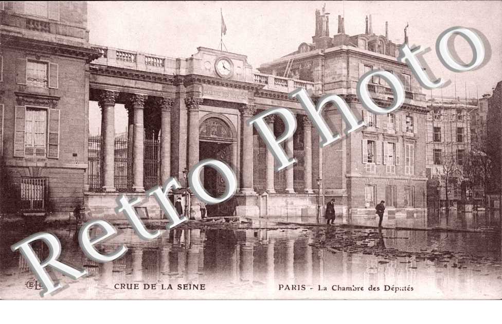 Chambre des Deputes Place de Bourgogne et el Palais Bourbon Inondations janvier 1910