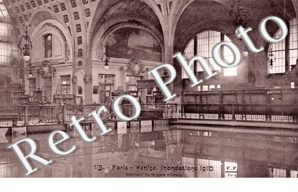 Inondations 1910, Interieur de la gare d'Orsay