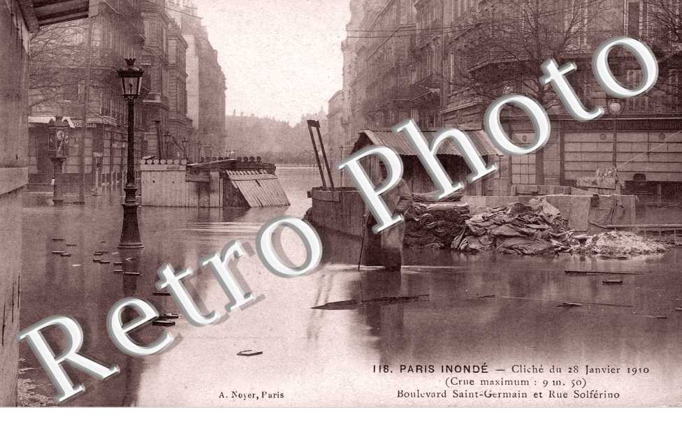 Inondations 1910, Boulevard Saint Germain et Rue Solferino