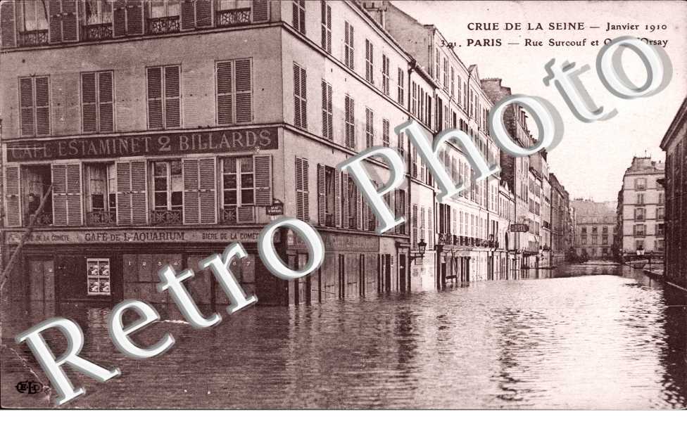 Inondations 1910, Rue Surcouf et Quai d'Orsay
