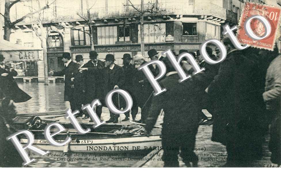 Inondations 1910, President de la Republique en visite Rue St Dominique