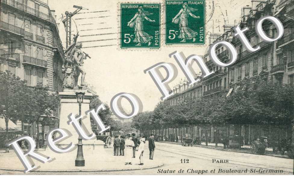 Statue de Chappe et boulevard Saint-Germain