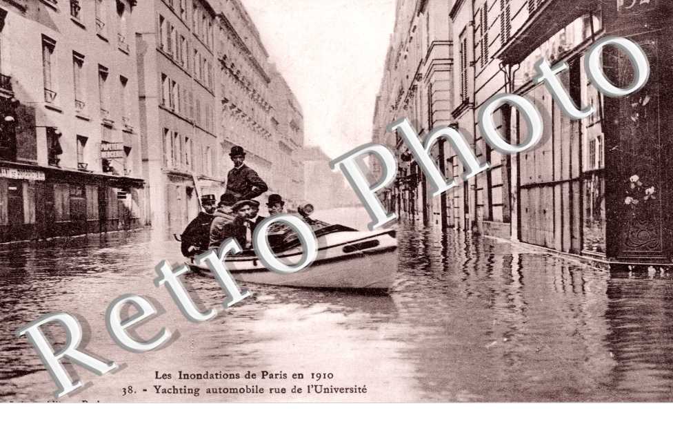Inondations 1910, Yachting automobile, Rue de l'Universite