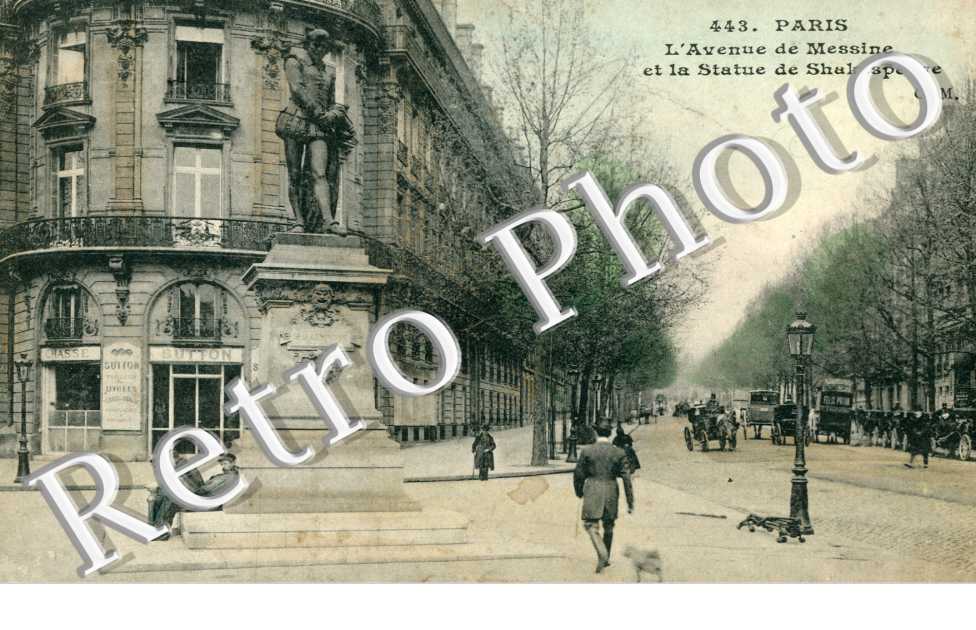 photo village ancien l'avenue de Messine et la statue de Shakespeare 75