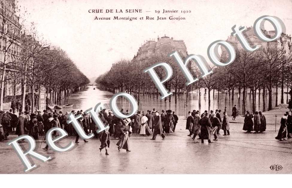 Inondations 1910, Avenue de Montaigne et Rue Jean Goujon