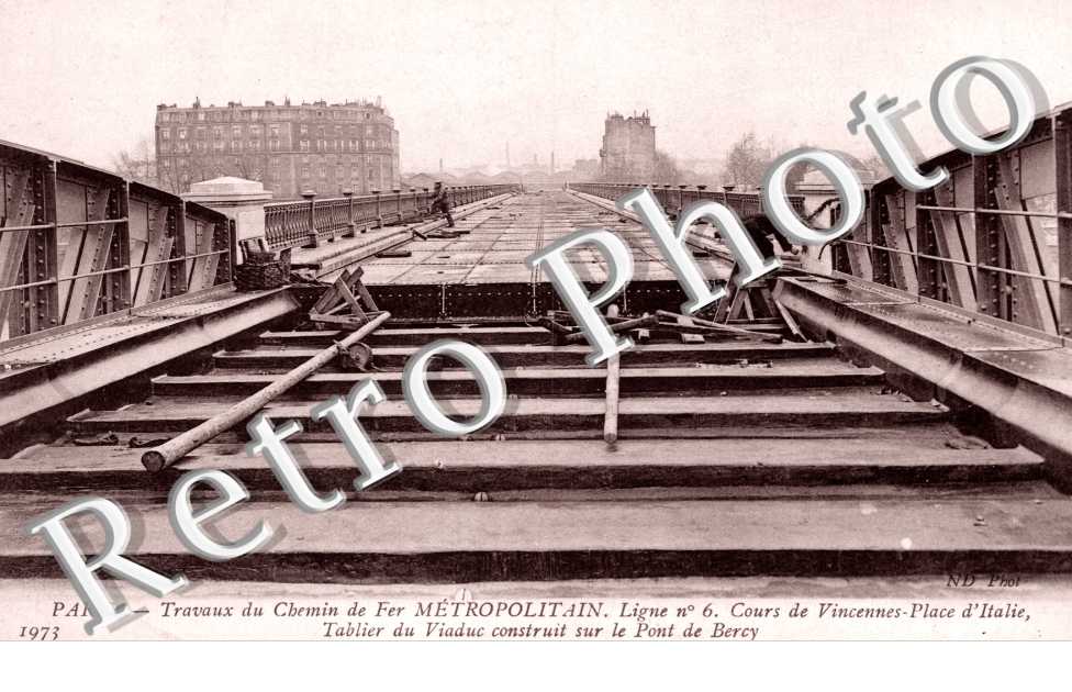 Travaux du Metropolitain, ligne 6, Tablier du Viaduc construit sur le Pont de Bercy