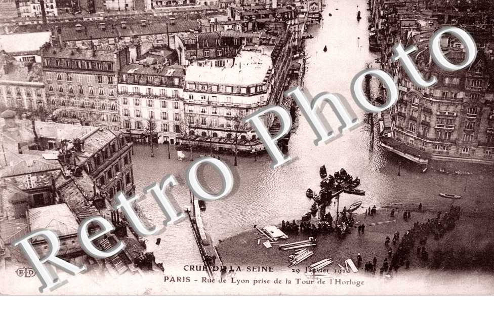 Crue de la Seine, Rue de Lyon prise de la Tour de l&#039;Horloge