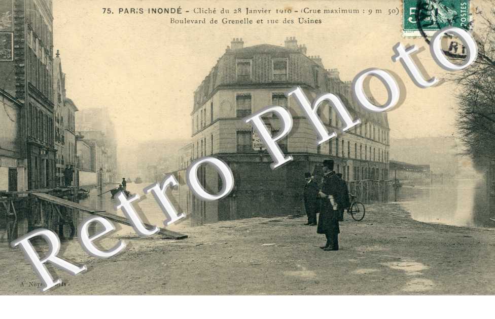 Inondations 1910, Rue des Usines et Boulevard de Grenelle