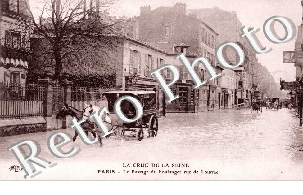 Inondations 1910, le Passage du Boulanger, Rue de Lourmel