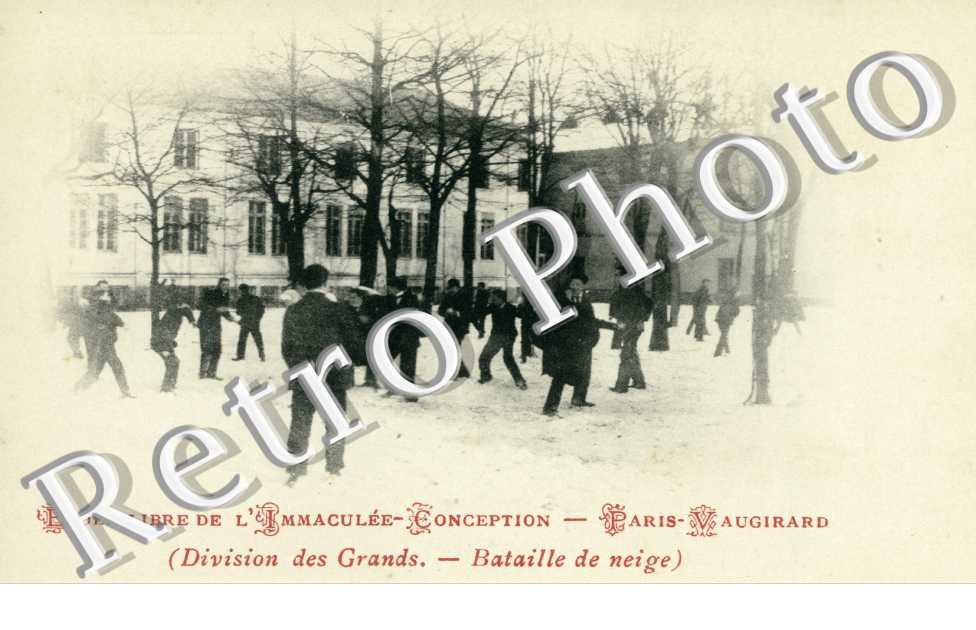 Rue de Vaugirard  Ecole Libre de l&#039;Immaculee Conception, Bataille de neige