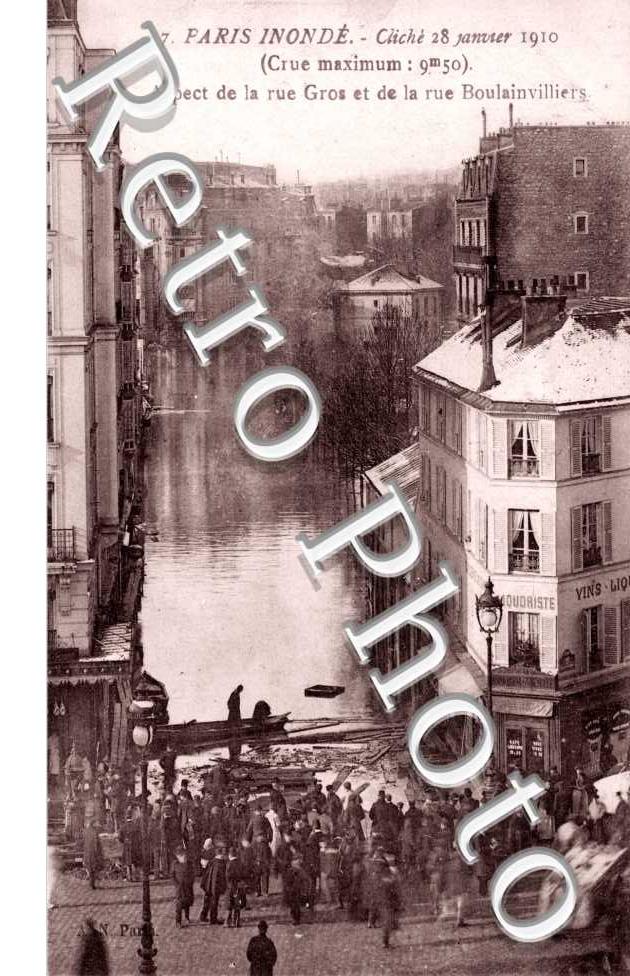 Crue de la Seine, la Rue Gros et la Rue Boulainvilliers