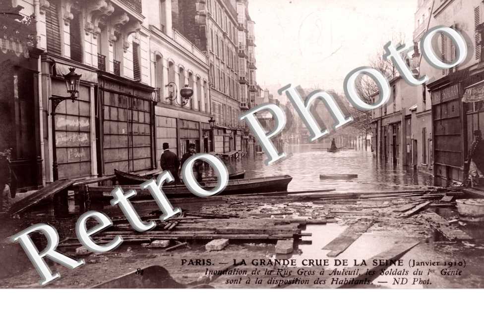 Auteuil -  Crue de la Seine, Rue Gros et les Soldats du 1er Genie