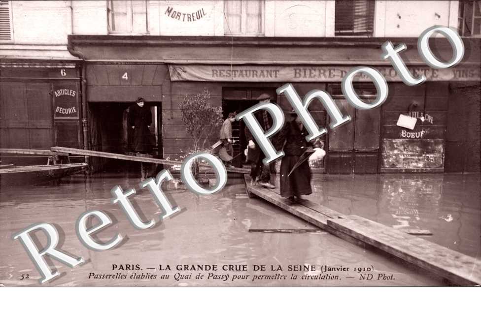 Crue de la Seine 1910, Passerelles etablies au Quai de Passy