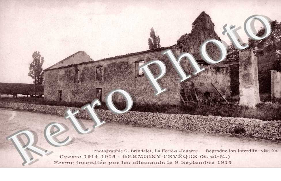 Ferme incendiée par les Allemands le 9 septembre 1914