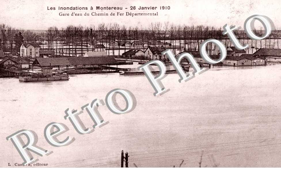 les Inobdations a Montereau, 26 janvier 1910, Gare d'eau du Chemin de Fer Departemental