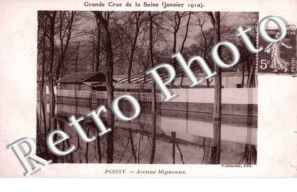 Avenue Migneaux, Grande Crue de la Seine Janvier 1910