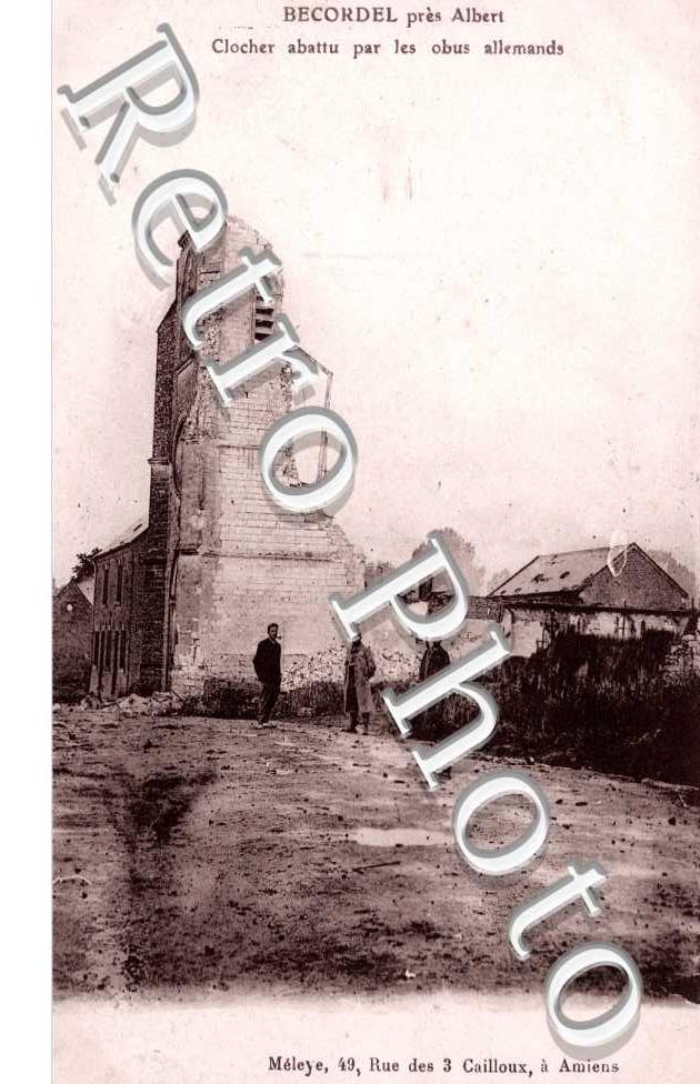Clocher abattu par les obus allemands