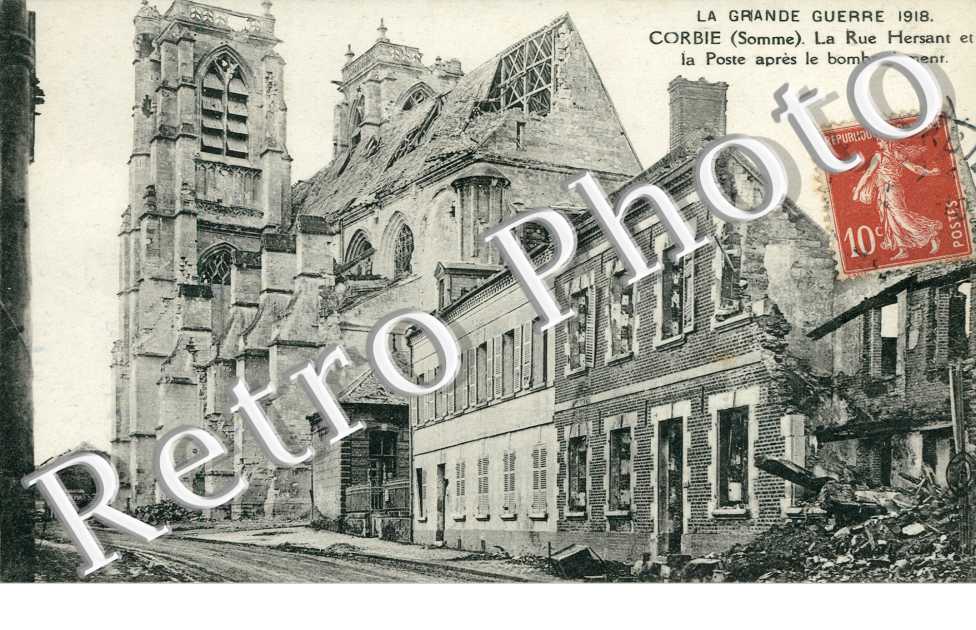 Rue Hersant et la Poste apres le bombardement