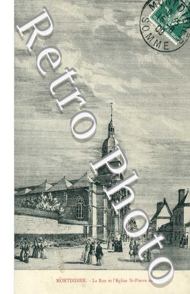 La Rue et l'Eglise Saint Pierre en 1850