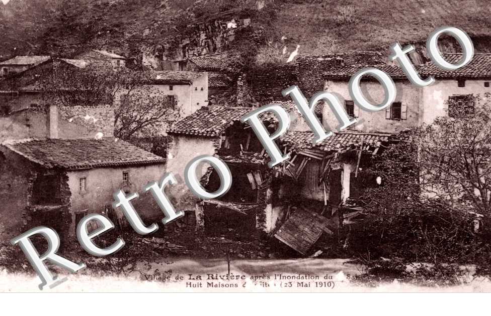 Village de La Rivière  apres l'inondation de Huit Maisons (23 mai 1910)