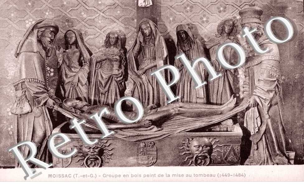 Groupe en bois peint de la mise au tombeau
