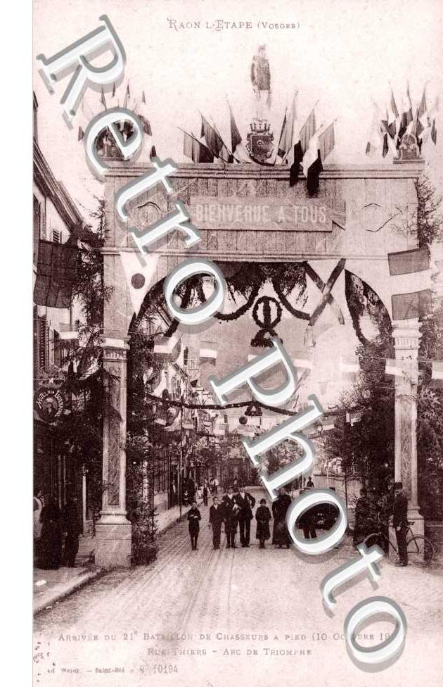 Arrivée du 21ème Bataillon de Chasseurs à Pied, Rue Thiers, Arc de Triomphe
