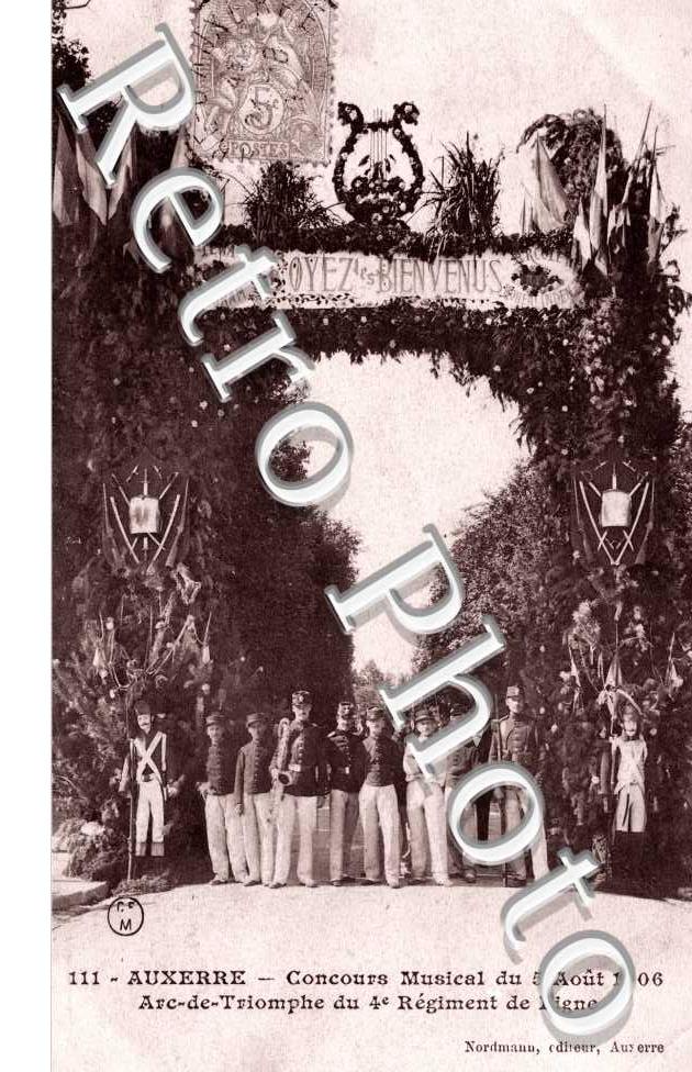 Concours Musical du 5 aout 1906, Arc de Triomphe du 4eme Regiment de Ligne