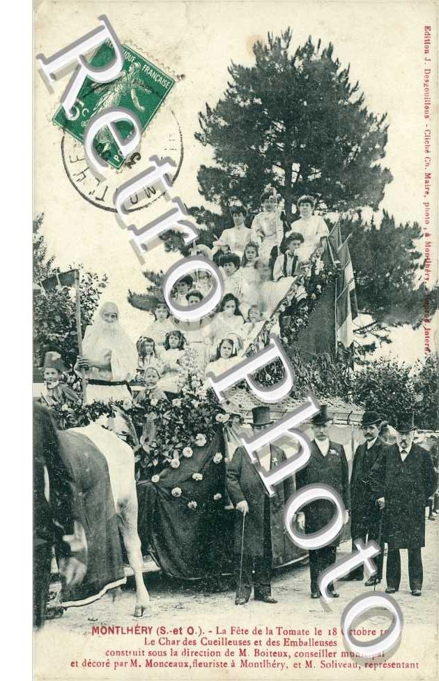 La fete de la tomate le 18 octobre 1908 - le char des cueilleuses et des emballeuses