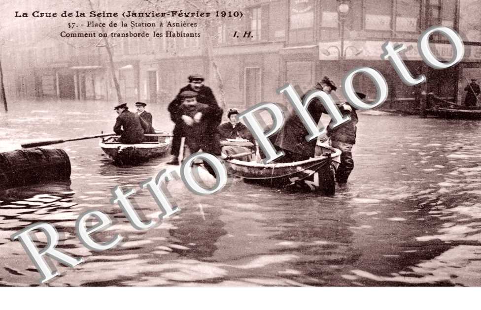 Inondations 1910, Place de la Station, comment on transborde les Habitants