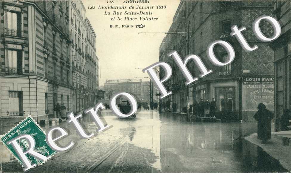 Inondations 1910, Rue Saint Denis et la Place Voltaire