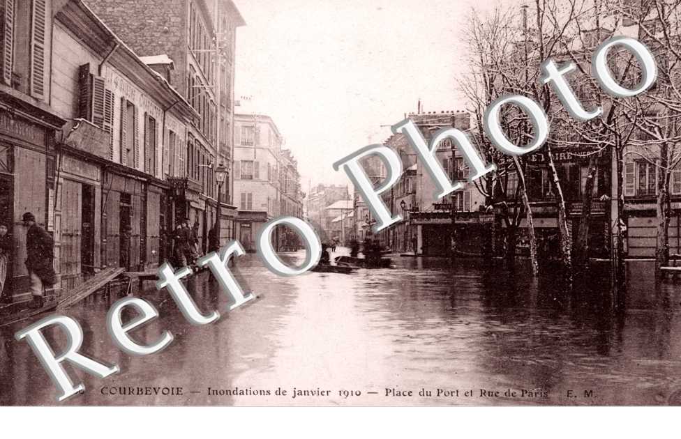 Crue de la Seine 1910, Place du Port et Rue de Paris
