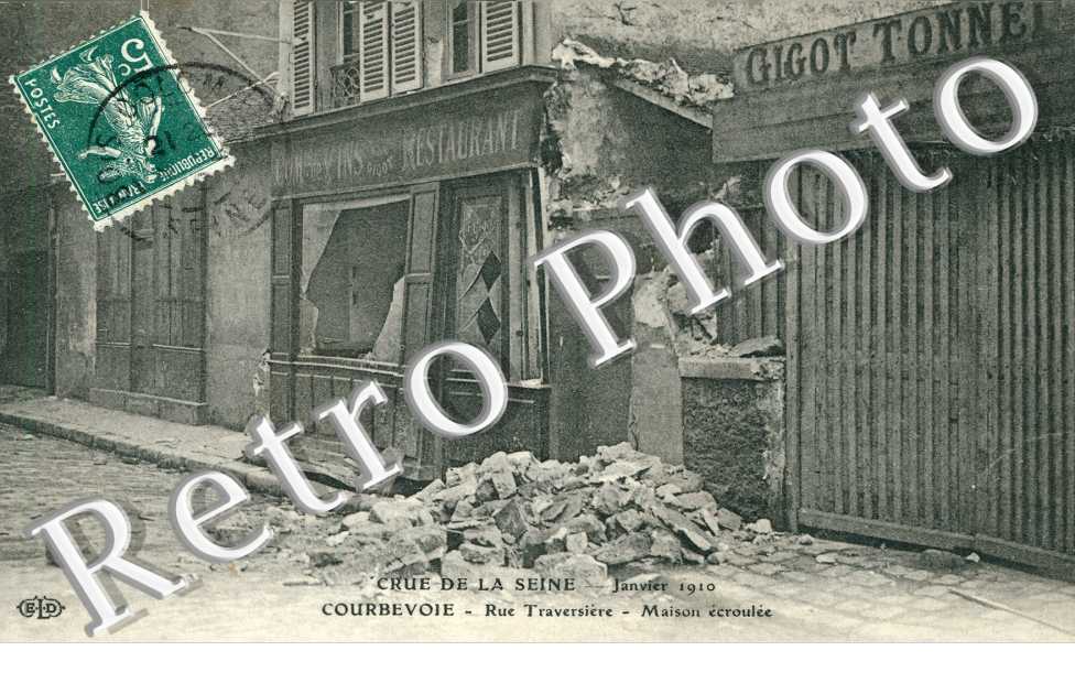 Crue de la Seine 1910, Rue Traversiere, Maison Ecroulee