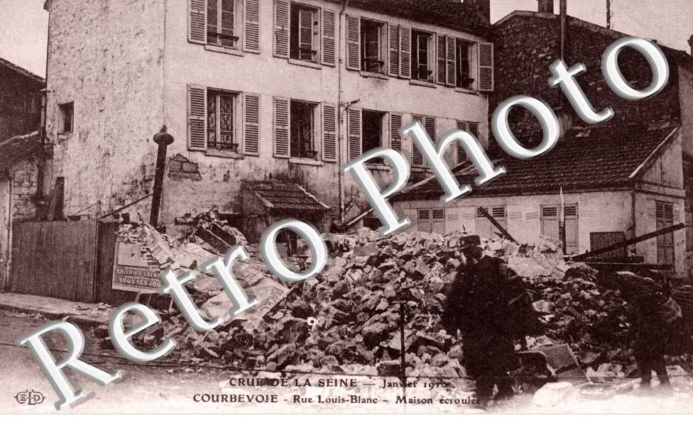 Crue de la Seine 1910, Rue Louis Blanc, Maison Ecroulee
