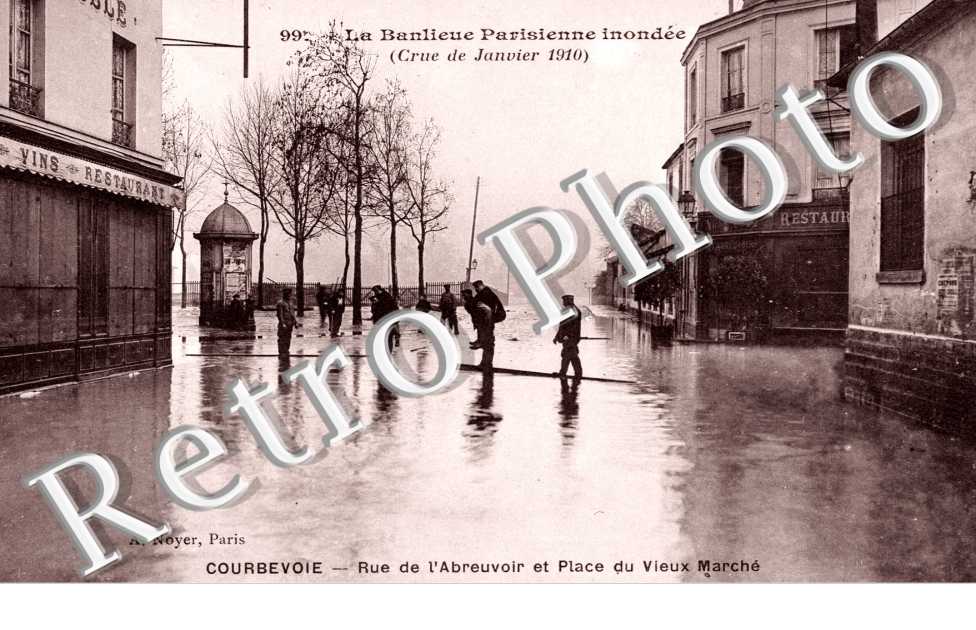 Crue de la Seine 1910, Rue de l&#039;Abreuvoir et Place du Vieux Marche