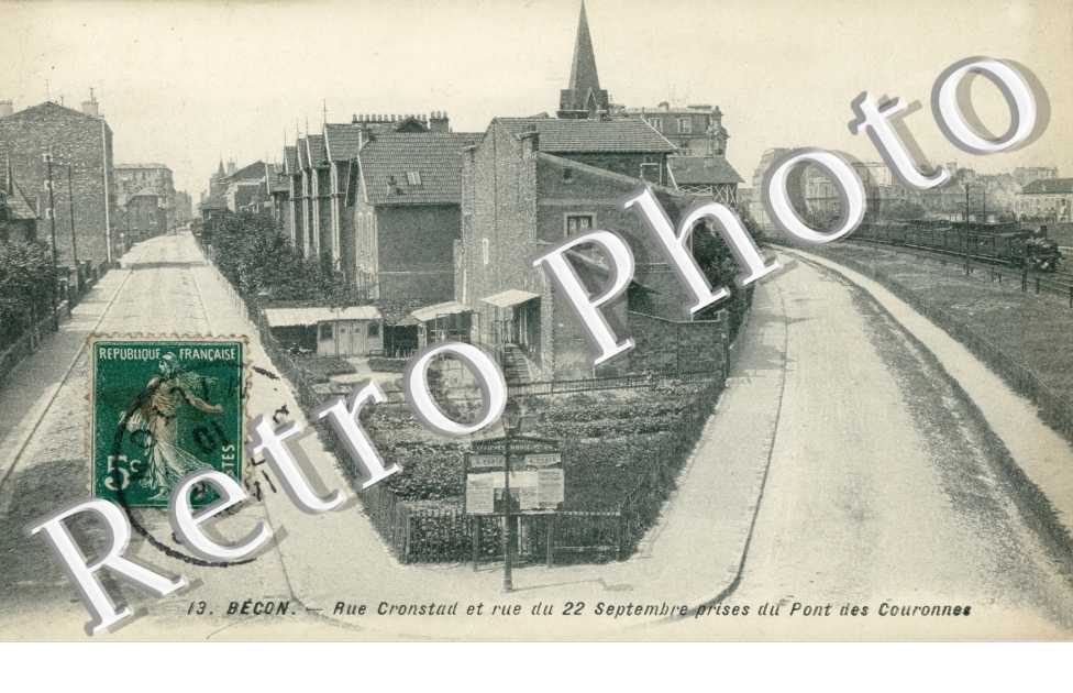 Becon les Bruyeres, Rue Cronstadt et Rue du 22 septembre prises du Pont des Couronnes
