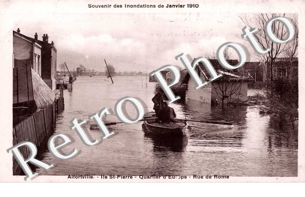 Inondations de 1910, Ile Saint Pierre, Quartier d'Europe, Rue de Rome
