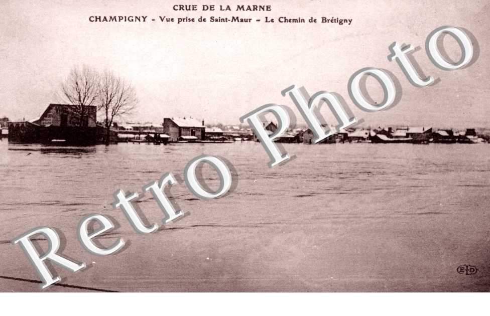 Inondations janvier 1910 Le chemin de Bretigny