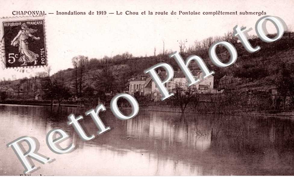 Chaponval, Inondations 1910, le Chou et la route de Pontoise