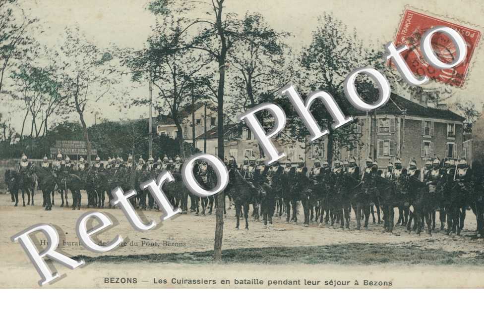 Les cuirassiers en bataille pendant leur sejour a Bezons - armee (couleur)