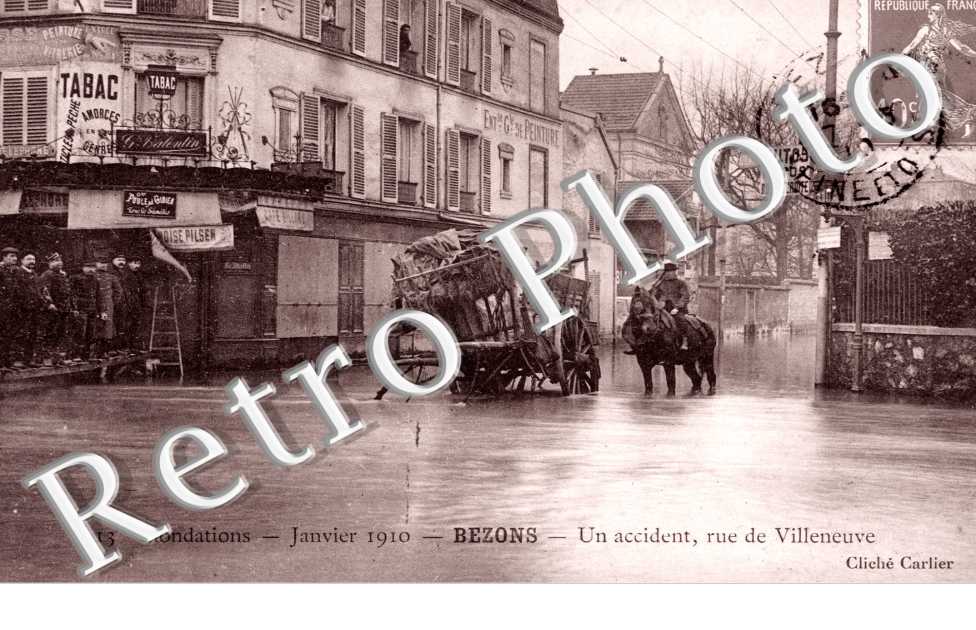 Inondations 1910, un Accident, Rue de Villeneuve