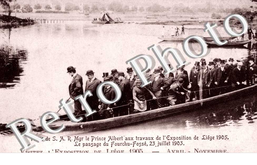 Le Prince Albert aux travaux de l&#039;exposition de Liege 1905 Le passagd du Fourchu-Fosse, 23 juillet 1905