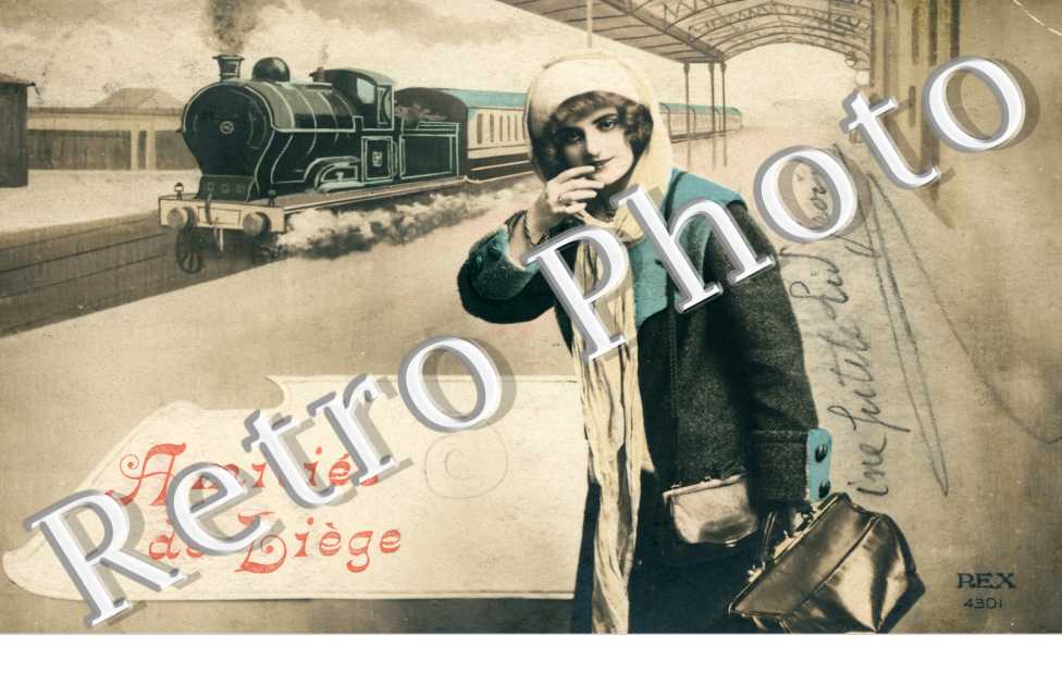 amities (carte fantaisie avec locomotive)