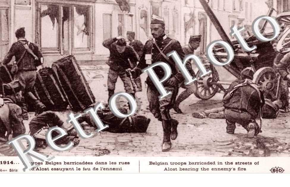 Troupes Belges Barricadees dans les Rues