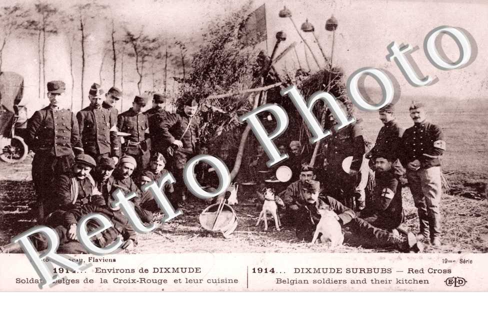 Soldats belges de la Croix Rouge et leur cuisine