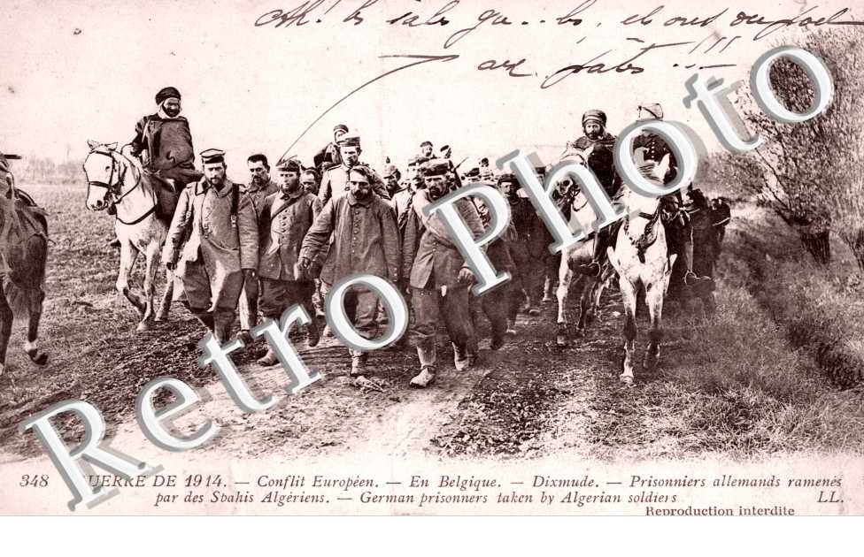 Prisonniers Allemands ramenes par des Sbahis Algeriens