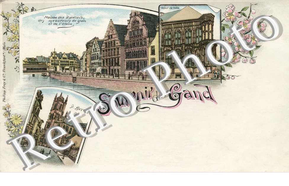Souvenir de gand Maison des bateliers -  Hotel de Ville -  Saint Bayon