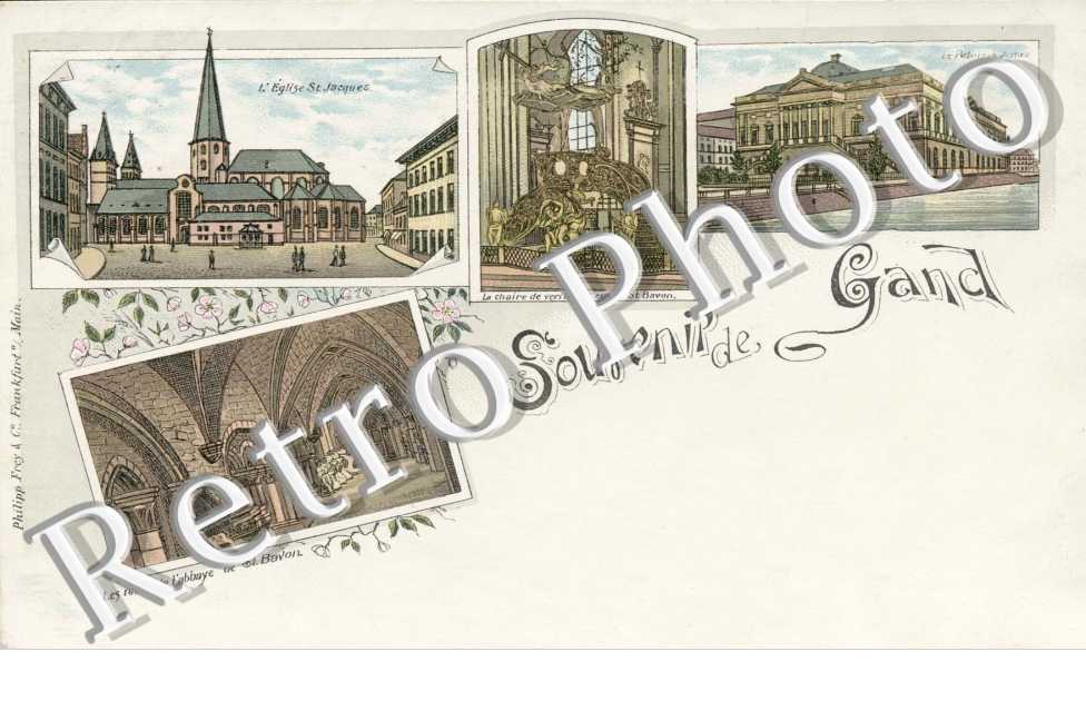 Souvenir de Gand L&#039;eglise saint-Jacques Les ruines de l&#039;Abbaye de  Saint Bayon