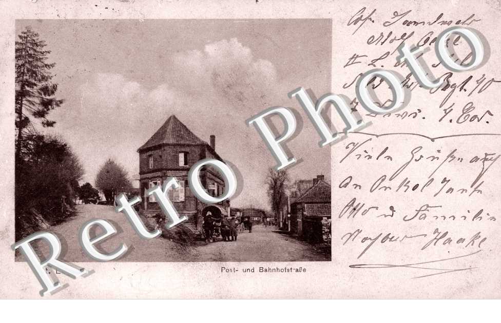 a droite la rue de Croisilles - a gauche l&#039;impasse de la Gare, actuelle rue de la Montagne - Post und Bahnhofstrasse